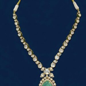 Emerald Drop Moissanite Silver Necklace