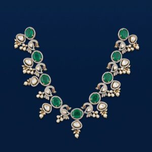 Emerald Elegance Moissanite Silver Necklace