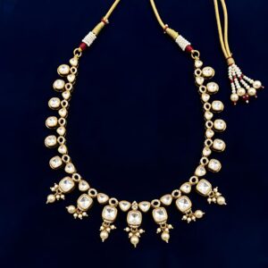 Elegant 92.5 Silver Necklace with Moissanite, CZ & White Colourstones – Pearl Drop Design