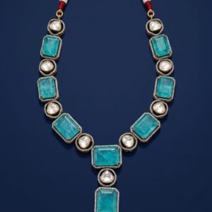 Elegant Silver Statement Necklace with Moissanite, CZ & Colored Gemstones