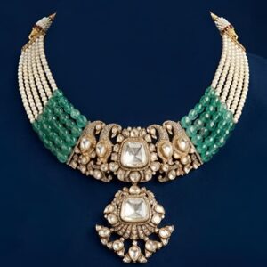 Emerald Pearl Royale Moissanite Statement Necklace