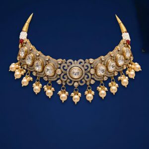 Royal Pearl Cascade Moissanite Choker Necklace