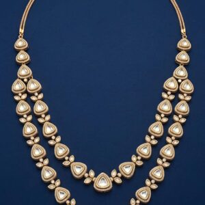 Elegant Double-Layer Silver Necklace with Moissanite, CZ & Colorstone Accents