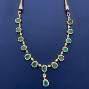 Silver Necklace with Moissanite, CZ & Green Colourstones