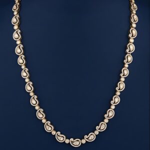 Elegant Paisley Silver Necklace with Moissanite, CZ & Color Stones