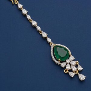 Emerald Elegance Teardrop Moissanite & CZ Statement Pendant