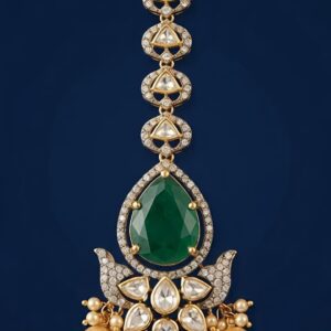 Emerald Drop Moissanite & CZ Silver Pendant with Pearl Dangles