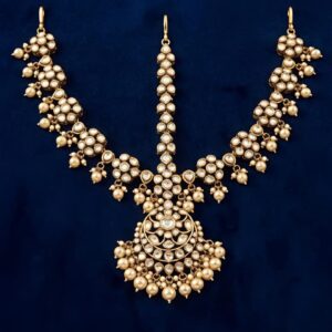 Royal Moissanite & CZ Silver Necklace Set with Pearl Drops