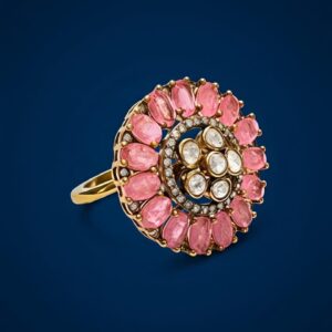 Blush Floral Silver Ring