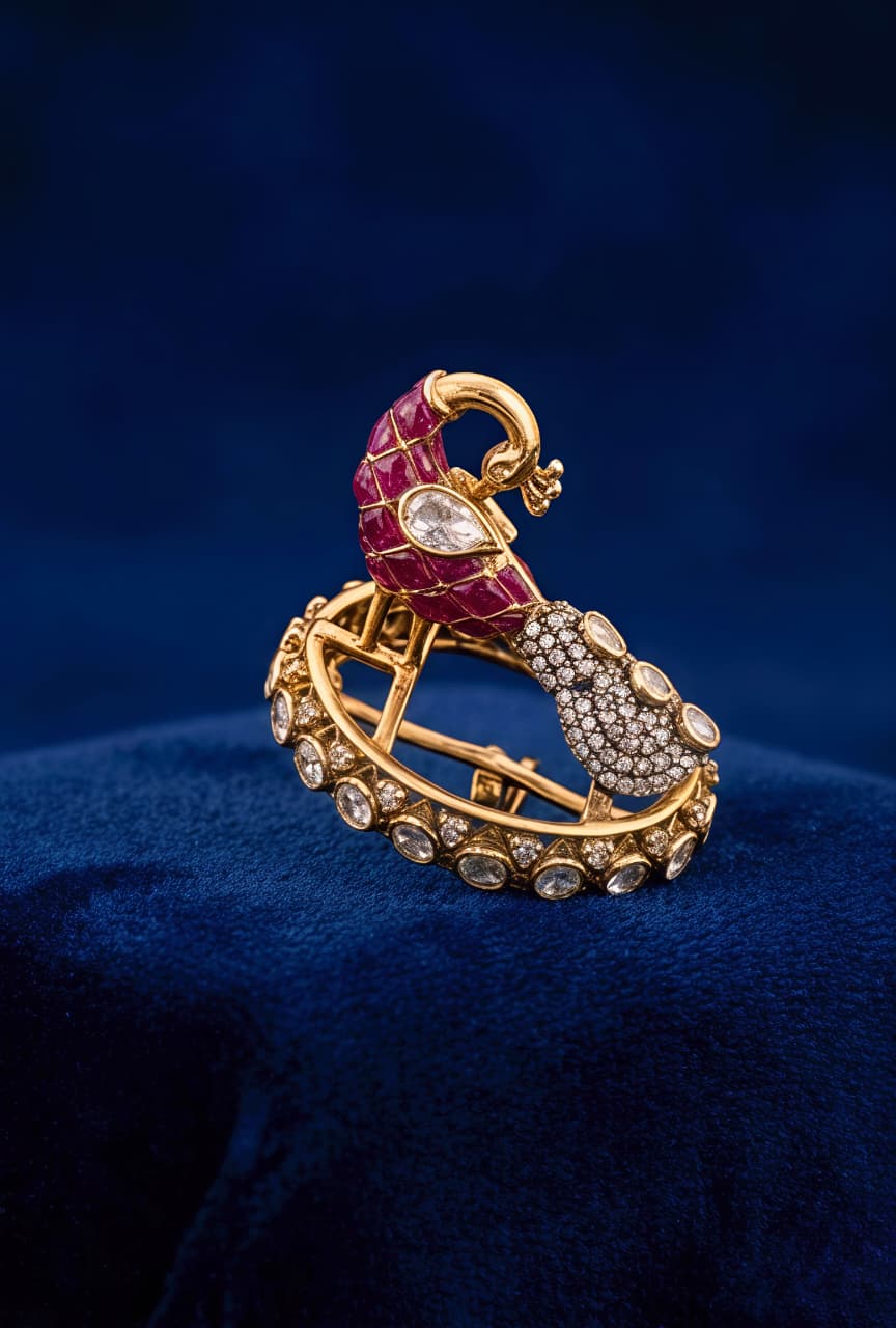 Swan Design Moissanite Silver Ring