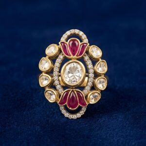 Floral Halo Moissanite Silver Ring