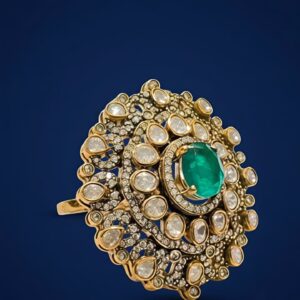 Emerald Bloom Moissanite Statement Ring