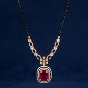 Royal Ruby Radiance Moissanite & CZ Silver Mangalsutra Necklace