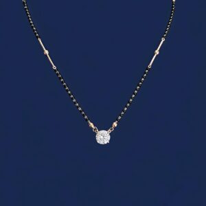 Minimalist Silver Black Beads Necklace with Moissanite & CZ Pendant