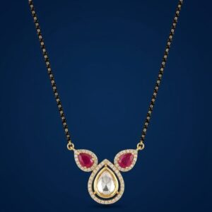 Ruby Drop Moissanite Mangalsutra Pendant