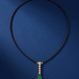 Emerald Drop Silver Mangalsutra with Moissanite & CZ