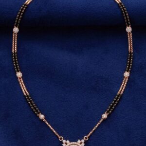 Classic Round Diamond-Style Silver Mangalsutra with Moissanite & CZ